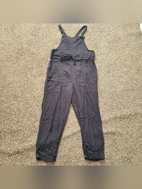 Universal Thread Linen Overalls Jumpsuit Black Gray Tie Waist Size Small
